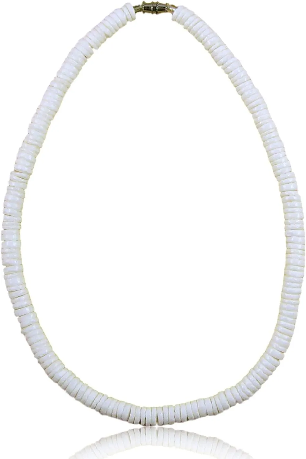 Native Treasure Mens and Womens Summer Beach Surfer Necklace From the Philippines, Extra Wide Smooth White Clam Heishe Ark Shells