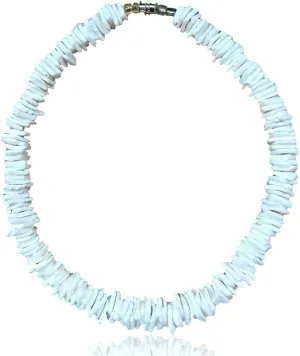 Native Treasure Mens and Womens Summer Beach Surfer Necklace From the Philippines, White Rose Clam Chips Ark Shells
