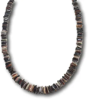 Native Treasure Mens and Womens Summer Beach Tropical Necklace From the Philippines, Polished Mixed Brown Clam Chips Ark Shells, Mens Beach Necklace
