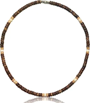 Native Treasure Mens and Womens Tropical Beach Surfer Necklace From the Philippines, Brown, Tan and Cream Coconut Beads