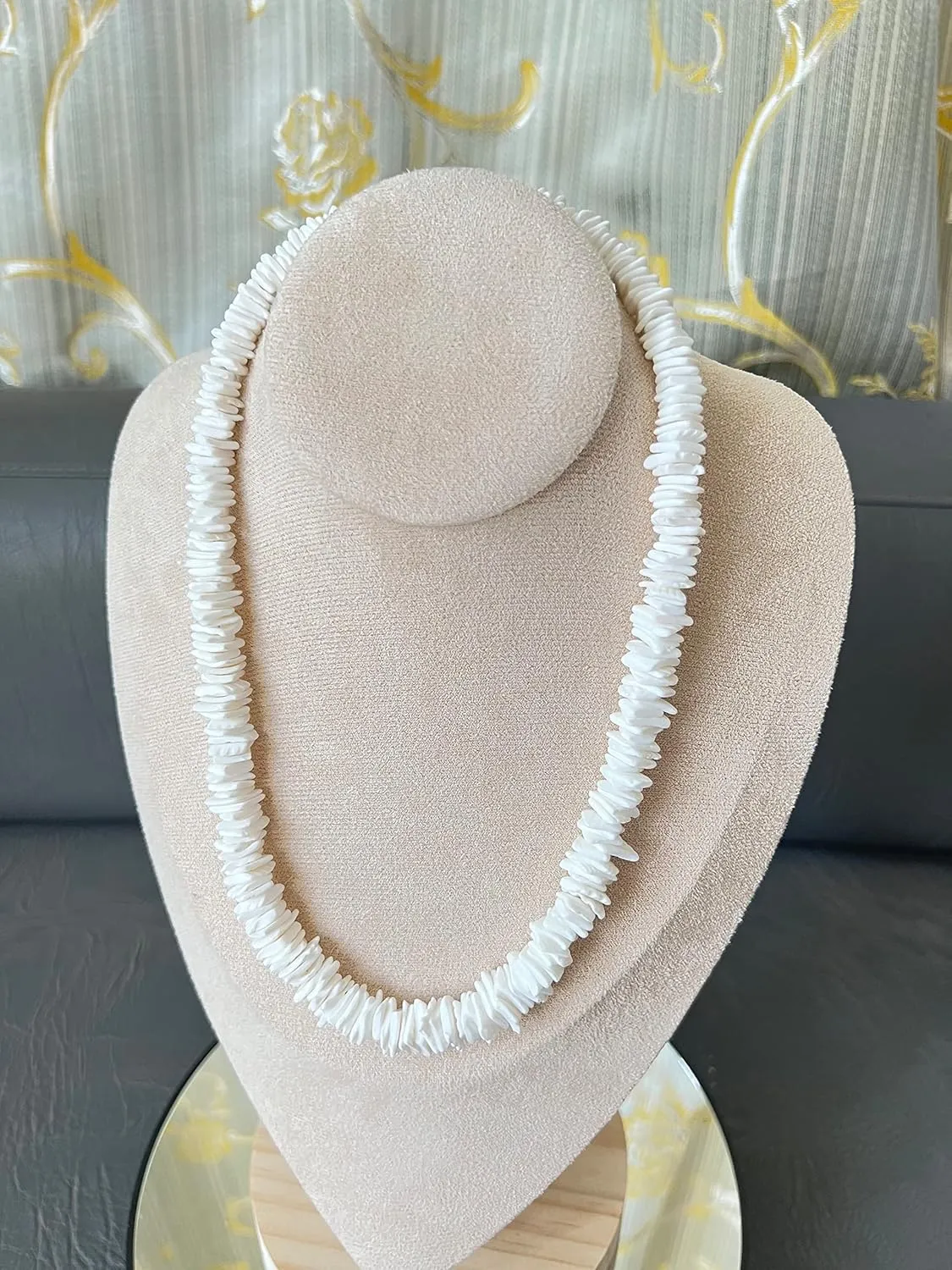 Native Treasure Mens and Womens Tropical Summer Beach Surfer Necklace From the Philippines, White Ark Shells, Mens Beach Necklace