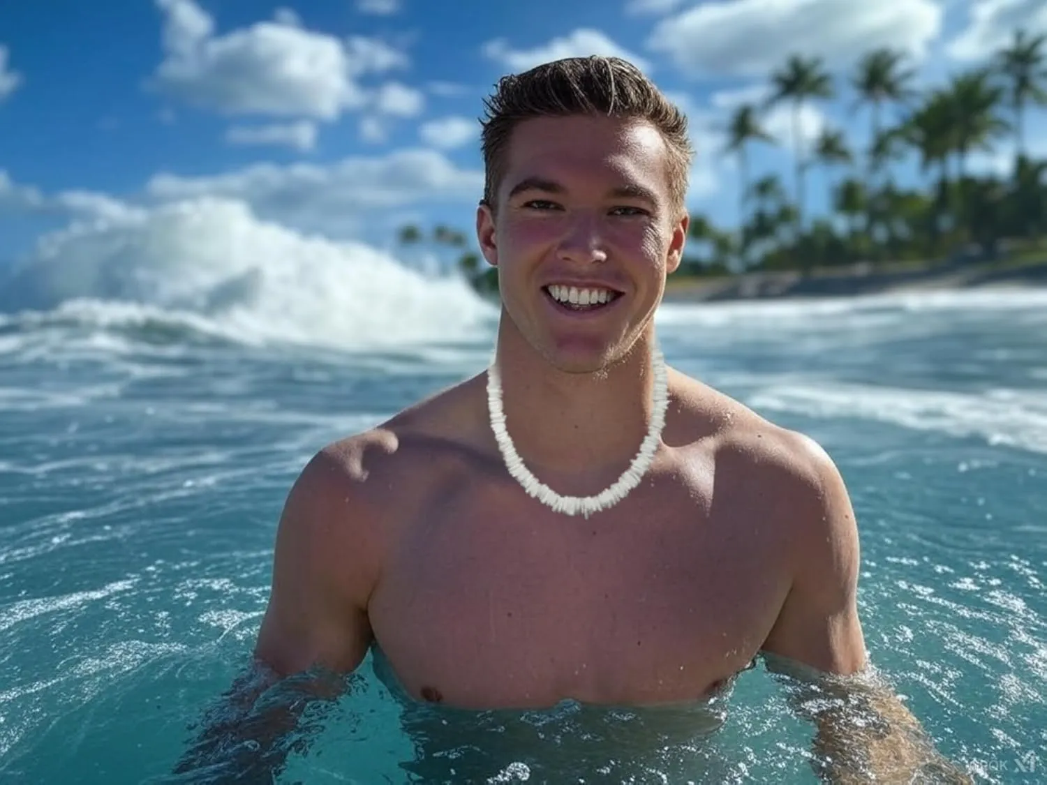 Native Treasure Mens and Womens Tropical Summer Beach Surfer Necklace From the Philippines, White Ark Shells, Mens Beach Necklace