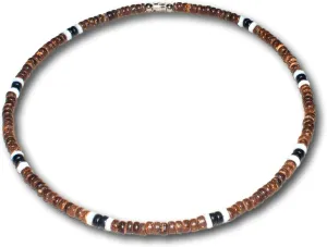 Native Treasure Mens Beach Necklace From the Philippines, Brown Coconut Beads and White Ark Shells