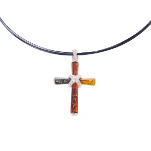 Natural Baltic Amber Necklaces Sterling Silver Cross Pendant Poland Handmade Jewelry for Unisex Gifts