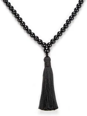 Natural Black Jade Mala Prayer Beads Necklace/Bracelet Strand, One full Round- 108 Necklace | Japa Gemstone AAA Bracelet (Mala Necklace) 10mm 32 Inch, 6mm