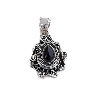 Natural Black Onyx Pendant| Poison Box Pendant| Pill Box Pendant| Openable Pendant| Handmade Pendant| Teardrop Stone Pendant| Healing Crystal Pendant| Designer Box Pendant| Summer Day Gifts