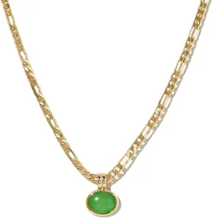 Natural Green Aventurine Stone Pendant Necklace for Women Dainty 18K Plated Gold Chain Choker Necklace,Layered Necklace,Jewelry Set Non Tarnish