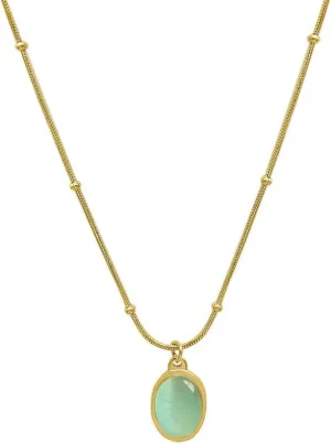 Natural Green Aventurine Stone Pendant Necklace for Women Dainty 18K Plated Gold Chain Choker Necklace,Layered Necklace,Jewelry Set Non Tarnish