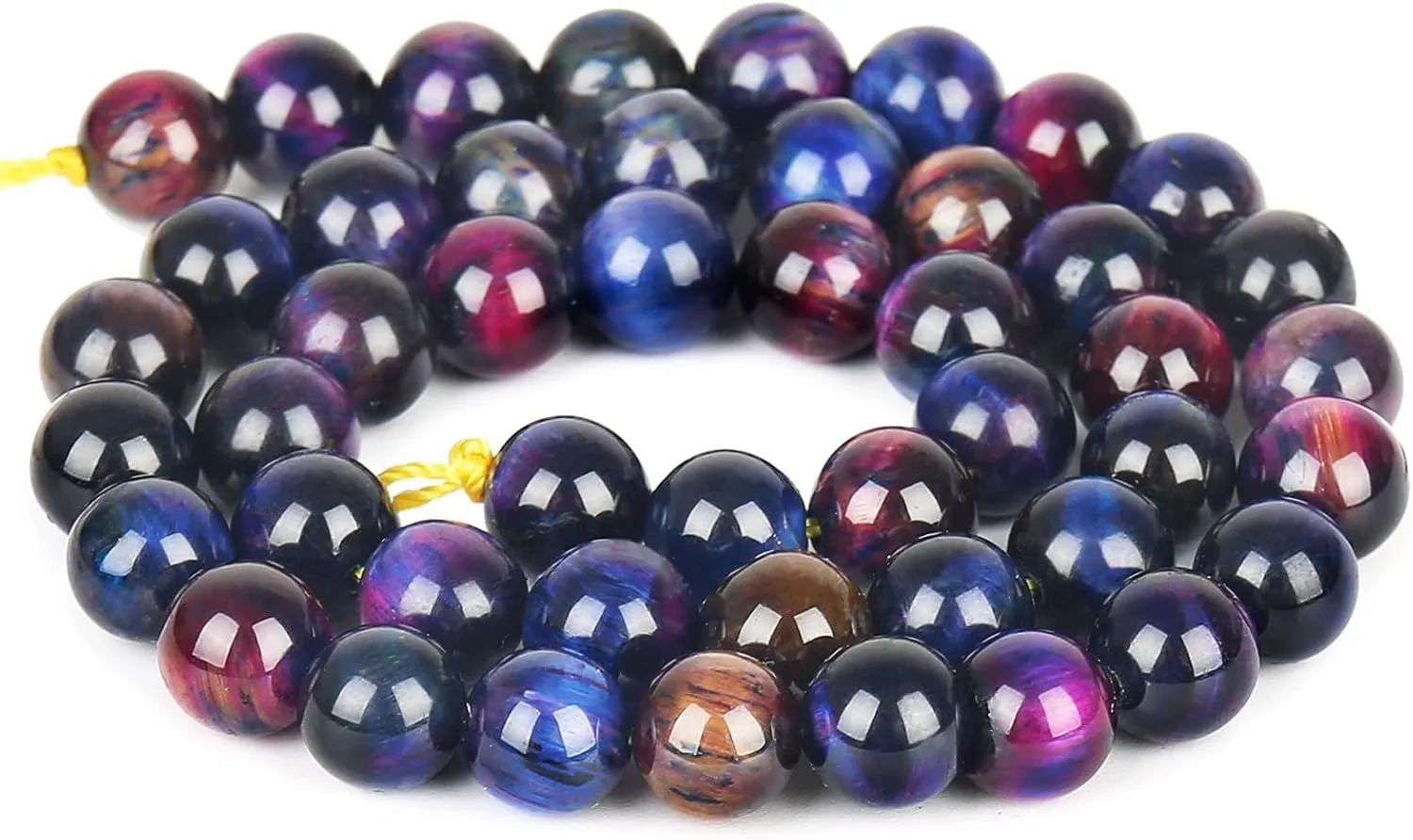 Natural Rainbow Tiger Eye Beads, Grade AAA Gemstone Round Loose Beads 8MM 100PCs Bulk Lot Options, Semi Precious Stone Beads for Jewelry Making