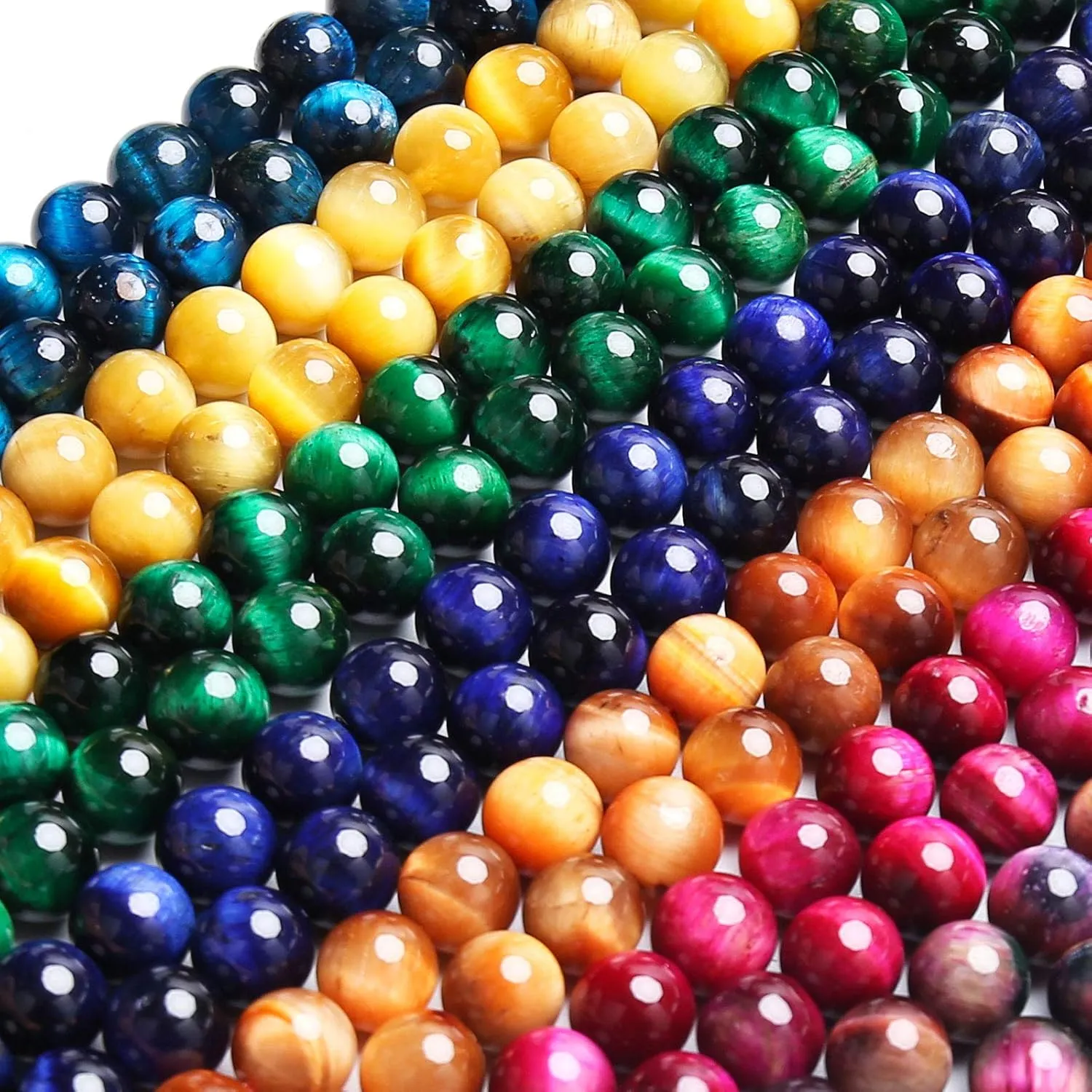 Natural Rainbow Tiger Eye Beads, Grade AAA Gemstone Round Loose Beads 8MM 100PCs Bulk Lot Options, Semi Precious Stone Beads for Jewelry Making
