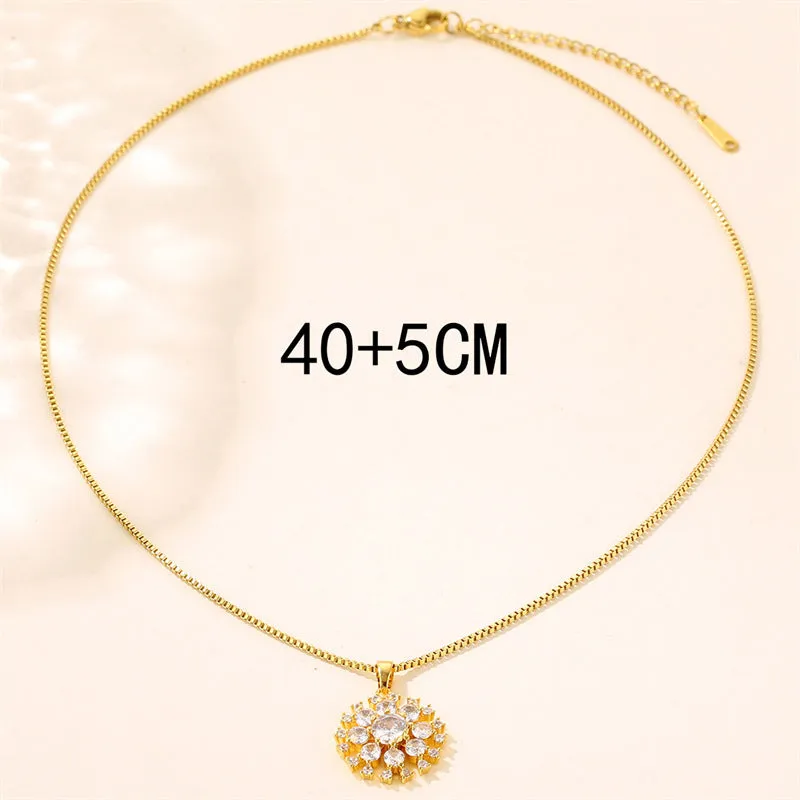 Natural Round Geometric Stainless Steel Electroplating Necklaces