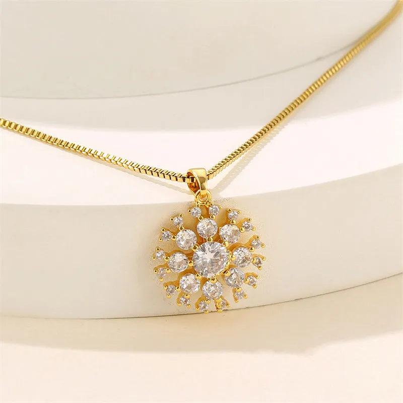 Natural Round Geometric Stainless Steel Electroplating Necklaces