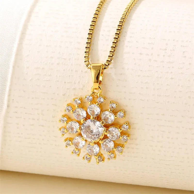 Natural Round Geometric Stainless Steel Electroplating Necklaces