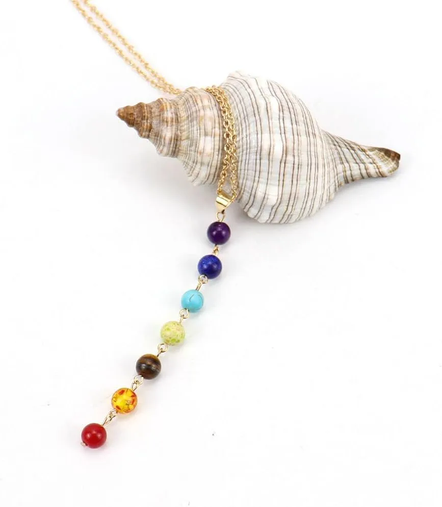 Natural Stone Multi-color Agate Colorful Bead Pendant 8mm Yoga Buddhist Bead Necklace N404