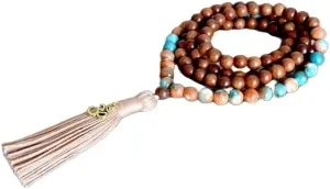 Natural wood beads, natural ocean white Jade 8mm 108 Mala Beads, Spiritual, Meditation Beads, Reiki, Japa Mala, Buddhist Prayer Beads, Yoga Bracelet, healing beads LKMALA-RRGU-1307