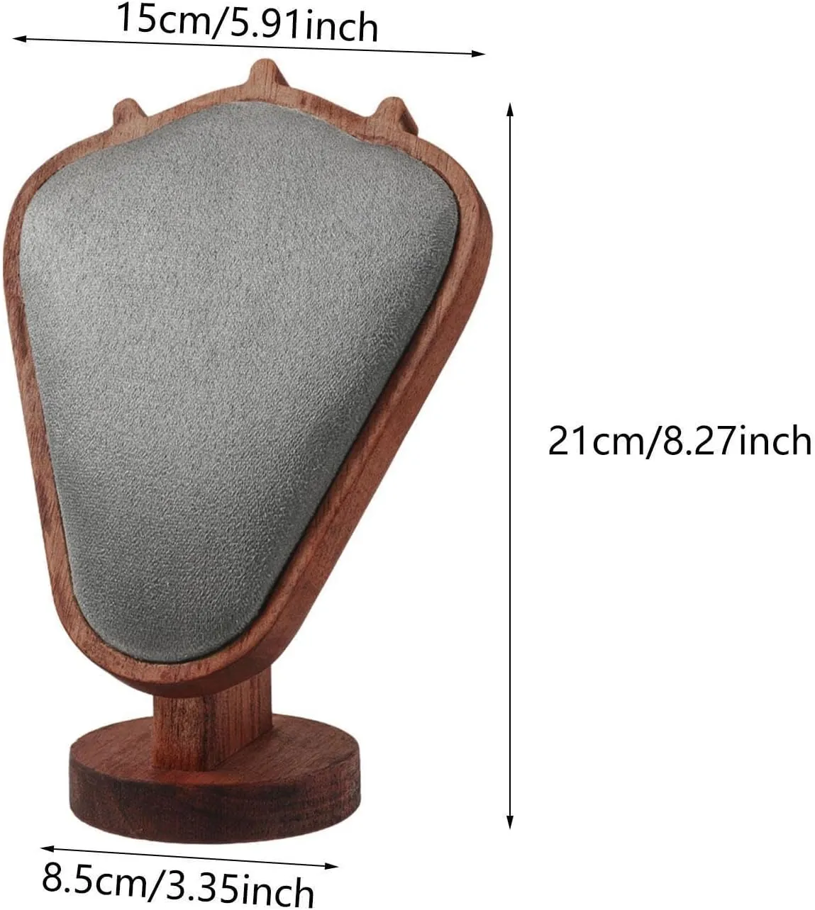 Necklace Display Stand  Wooden Jewelry Stand Organizer for Necklaces & Pendants, Mannequin Tower Model, Counter & Dresser Storage, Ideal for Retail & Home Use (GRAY)