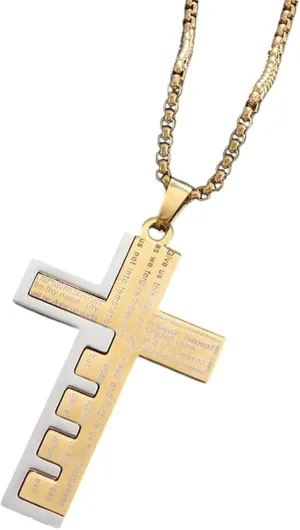 New 2025 Arrival Stainless Steel Classic Christian Bible Cross Pendant Jesus Amulet Necklace For Men Women Catholic Prayer Faith Jewelry Gifts Fashion Accessories Creative Gift