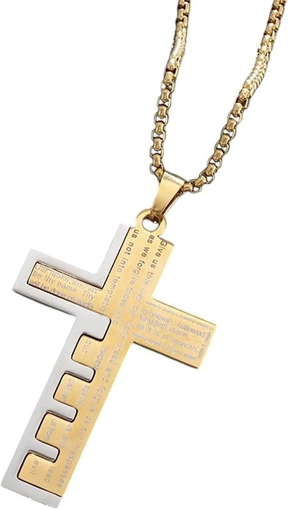 New 2025 Arrival Stainless Steel Classic Christian Bible Cross Pendant Jesus Amulet Necklace For Men Women Catholic Prayer Faith Jewelry Gifts Fashion Accessories Creative Gift