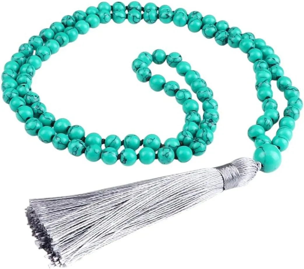 New 2026 Arrive 6Mm Black Lava Stones Necklaces 108 Beads Natural Pine Stone Mala Tassel Necklace Fashion Jewelry For Women Men Buddhist Gifts Trendy Accessories Creative Gift
