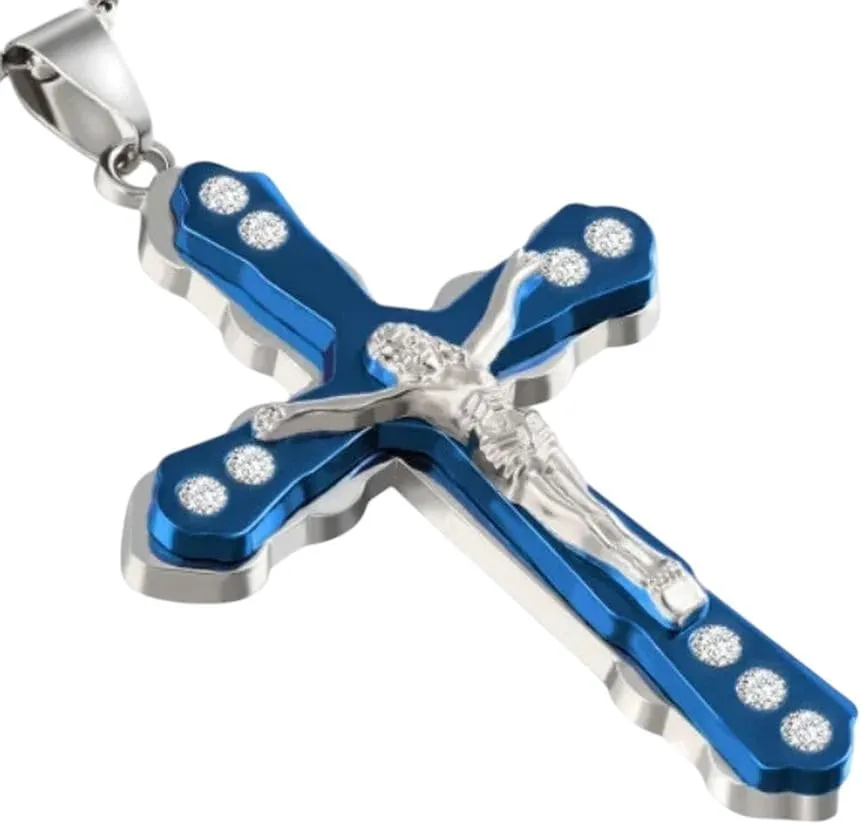 New 2026 Men's Classic Fashion Cross Jesus Pendant Necklace For Men Bible Faith Punk Party Birthday Jewelry Gift Collar Hombre Colgante Jewelry Fashion Accessories Creative Gift