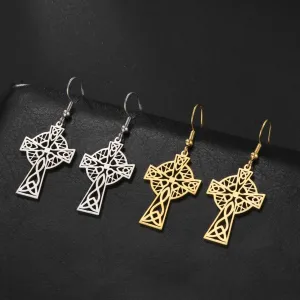 New For Trendy 2025 Bible Verse Cross Pendants Drop Earrings Christian Inspiration Faith Love Jesus Charm Stainless Steel Women Jewelry Fashion Accessories Creative Gift