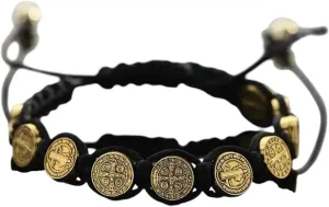 New For Trendy 2025 Handmade St. Benedict Medal Charm Bracelet Braided Rosary Coins Beaded Cross Classic Prayer Bracelets Religious Catholic Jewelry Fashion Accessories Creative Gift