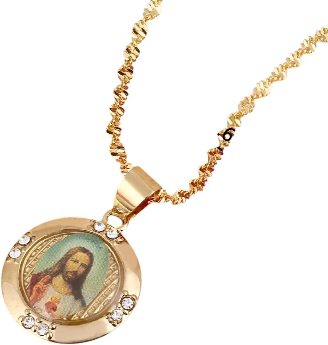 New For Trendy 2025 Jesus Portrait Necklace Pendants Women Jesus Heavenly Father Cross Portrait Necklace Christian Items Jewelry Fashion Accessories Creative Gift