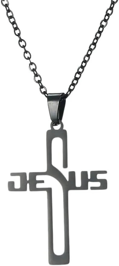 New For Trendy 2025 Praying Church Jesus Cross Pendants Necklace Stainless Steel Necklaces Chain Religious Christian Jewelry Praying Gifts Jewelry Fashion Accessories Creative Gift