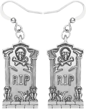 NEWEI Halloween Plated Alloy Antique Tombstone Earrings Drop Dangle Fun Punk Jewelry Festival Gifts For Women