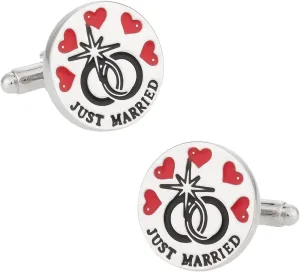 Newlywed Just Married Heart Ring Cufflinks by Cuff-Daddy