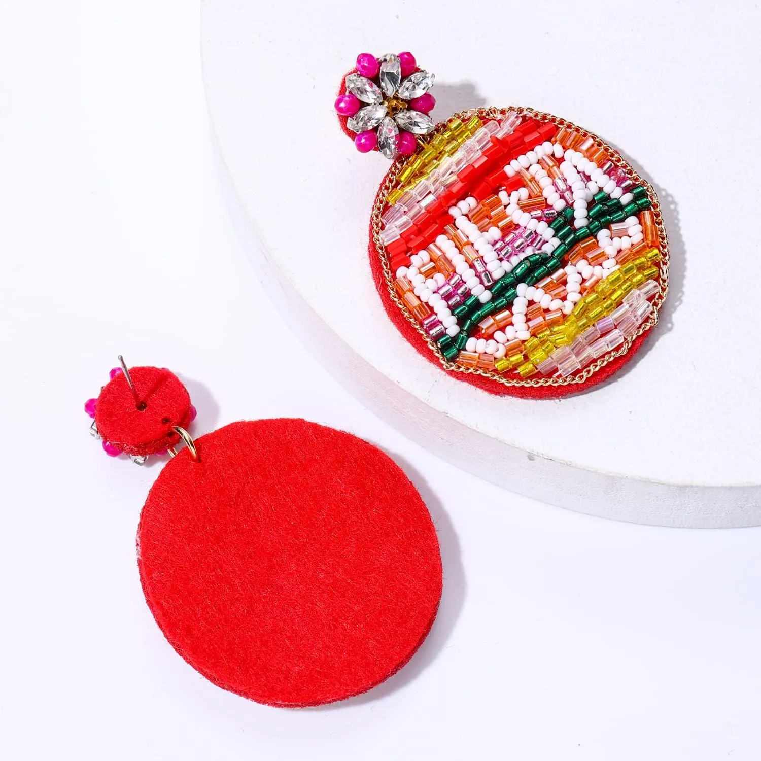 NLCAC Cinco De Mayo Earrings Beaded Fiesta Sombrero Chili Pepper Cactus Taco Drop Dangle Earrings Mexican Holiday Party Jewelry for Women