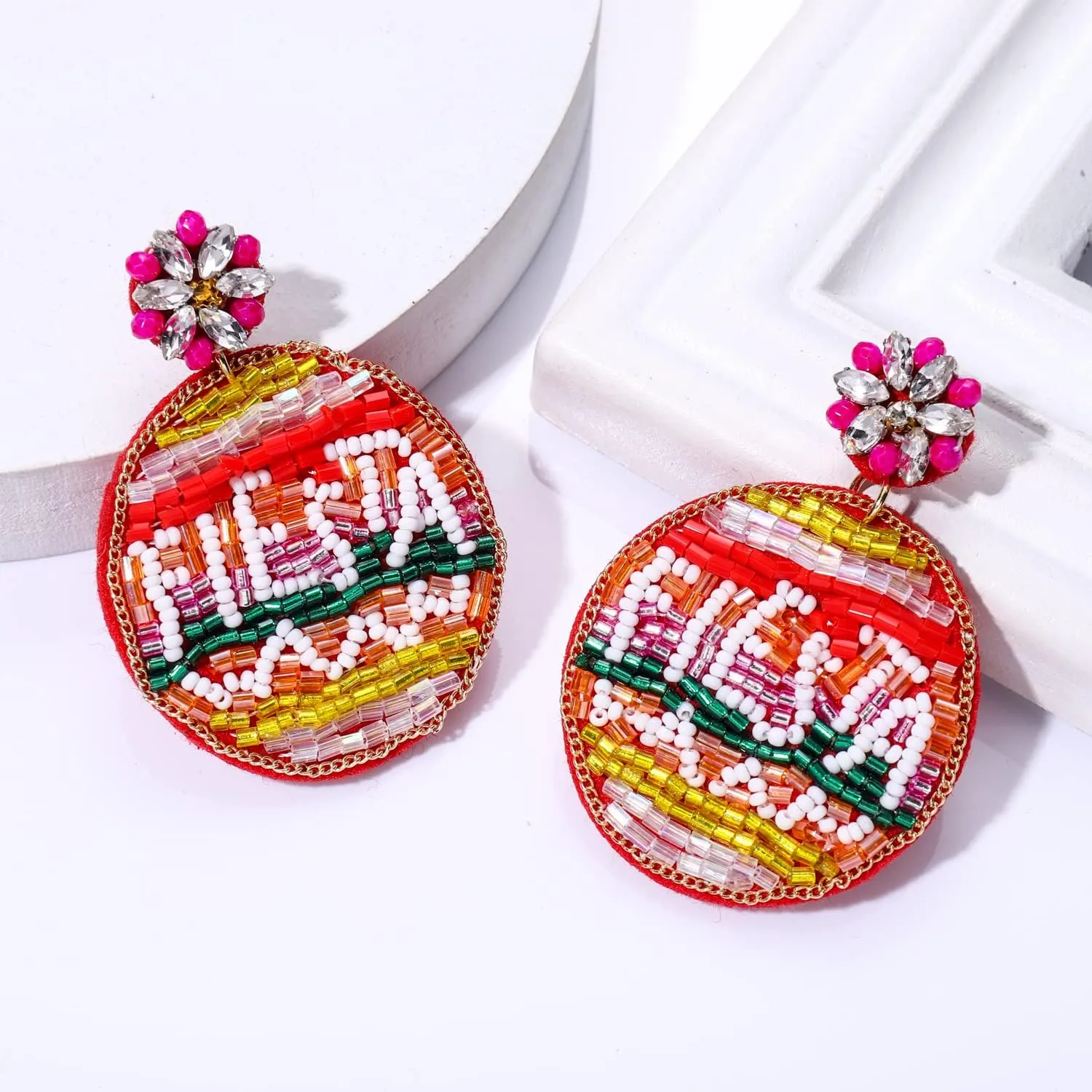 NLCAC Cinco De Mayo Earrings Beaded Fiesta Sombrero Chili Pepper Cactus Taco Drop Dangle Earrings Mexican Holiday Party Jewelry for Women