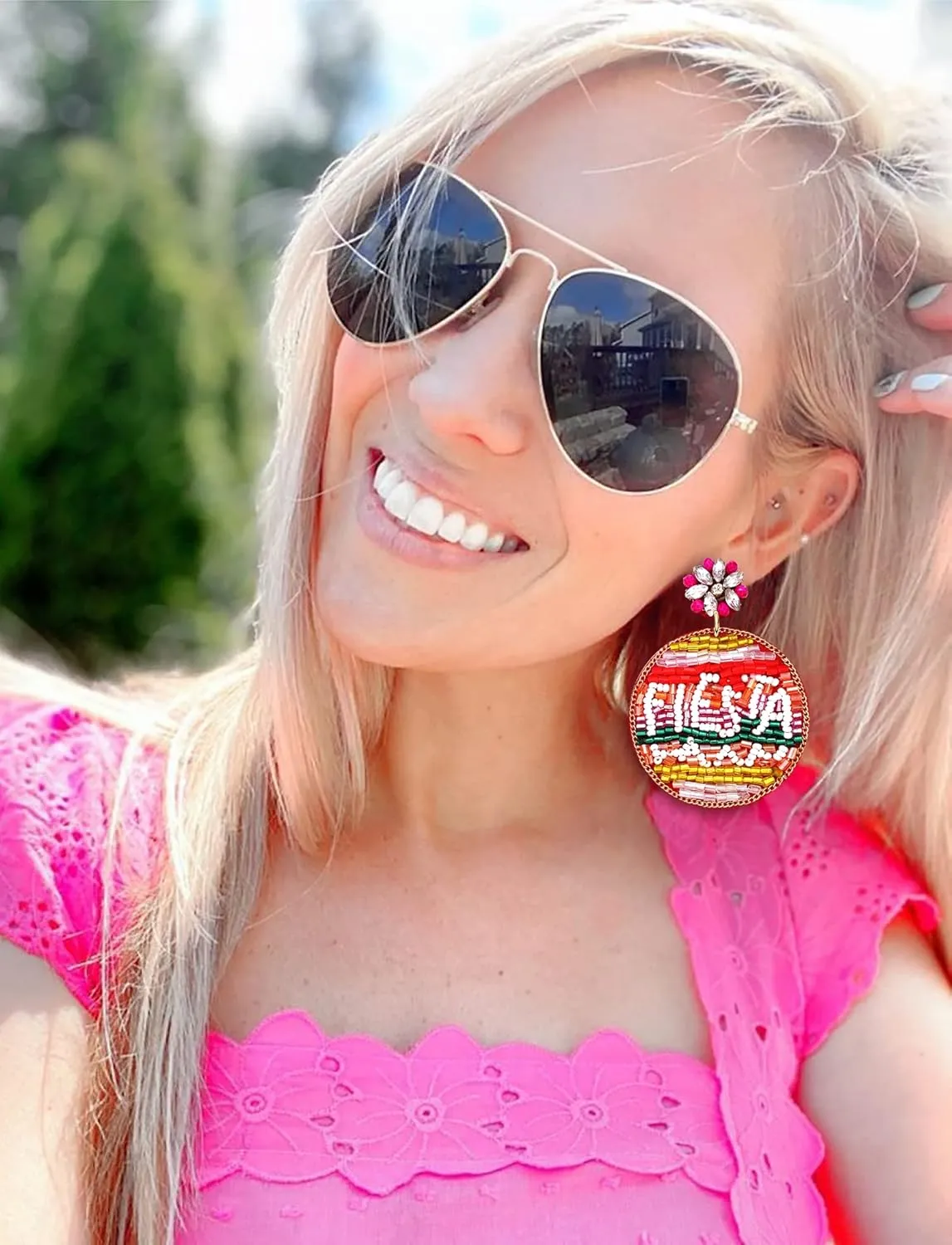 NLCAC Cinco De Mayo Earrings Beaded Fiesta Sombrero Chili Pepper Cactus Taco Drop Dangle Earrings Mexican Holiday Party Jewelry for Women