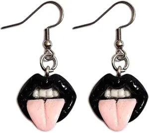 NUEAYMS Punk Sexy Lips Earhook Tongue Funny Dangle Earrings Horrible Halloween Costume Accessories Hip Hop Rock Jewelry
