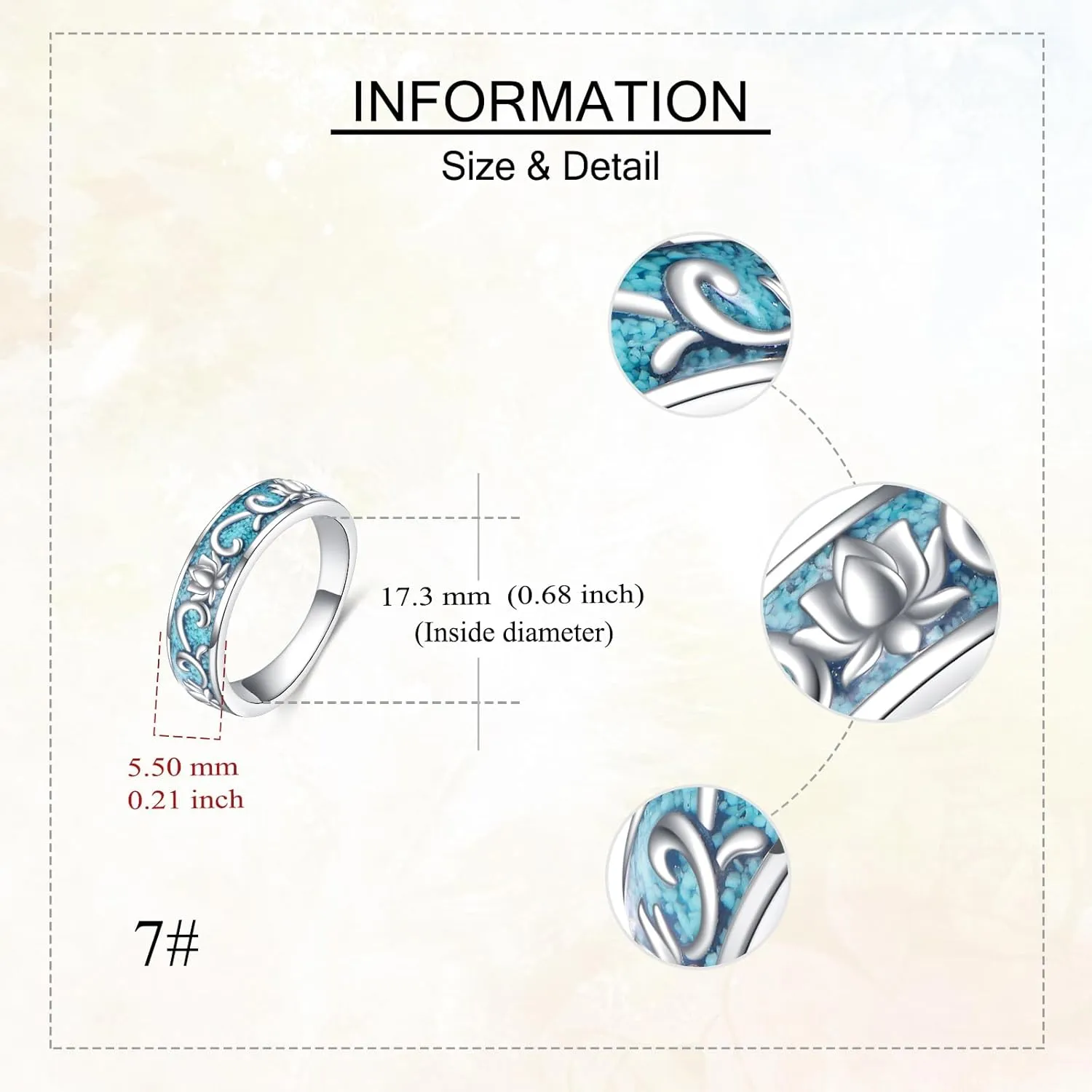 ONEFINITY Turquoise Rings S925 Sterling Silver Turquoise Ring Jewelry Gift For Women Men