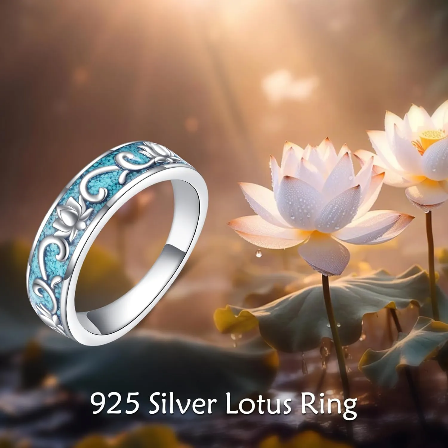 ONEFINITY Turquoise Rings S925 Sterling Silver Turquoise Ring Jewelry Gift For Women Men
