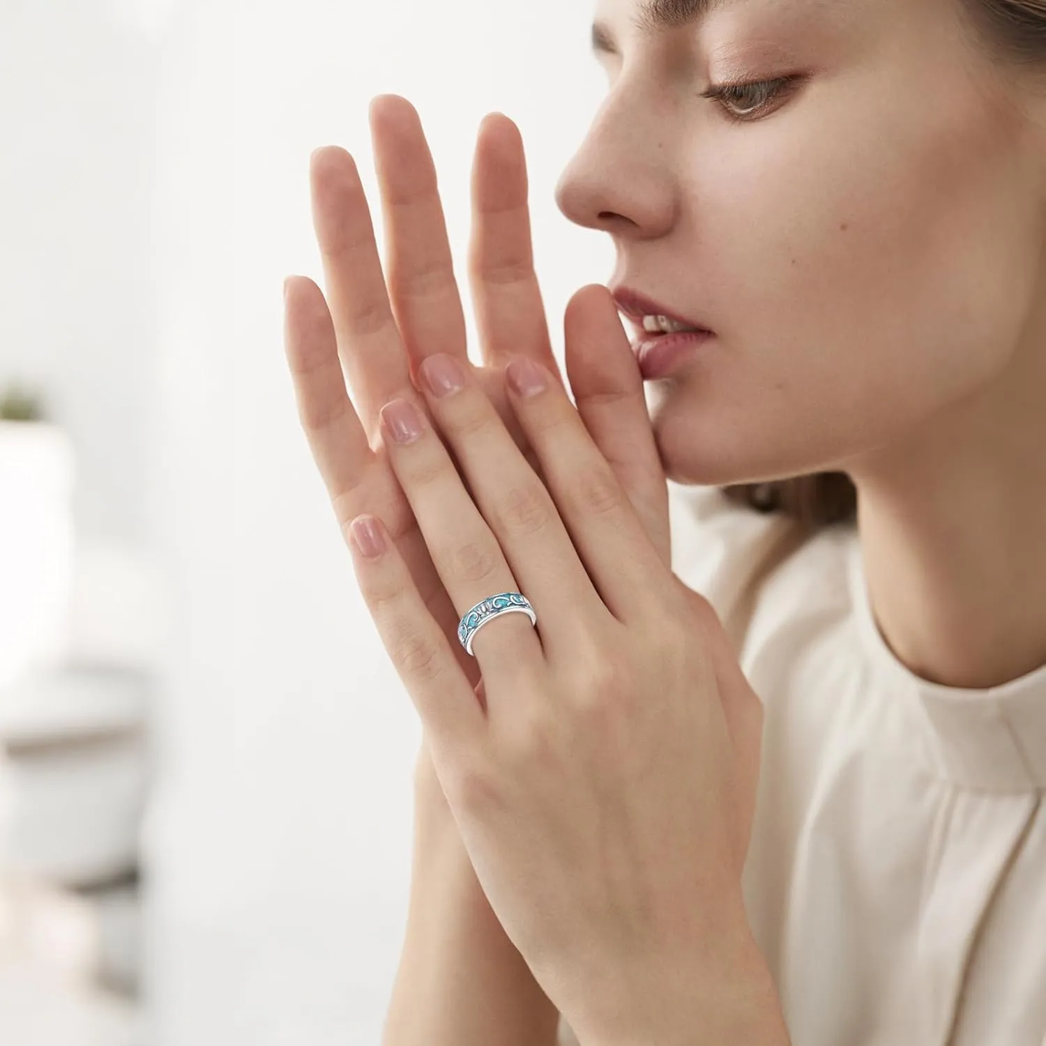 ONEFINITY Turquoise Rings S925 Sterling Silver Turquoise Ring Jewelry Gift For Women Men