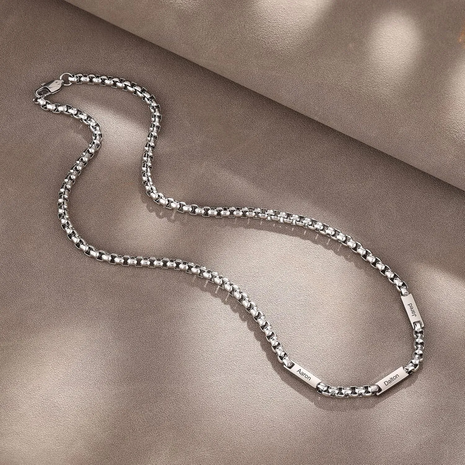 OPALSTOCK Father's Day Gift for Mens Personalization Men Necklace Customized Engraved Name Necklaces Stainless Steel with Chain Bf Hip Hop for Father's Day Gifts from Daughter Birthday Gifts for Dad