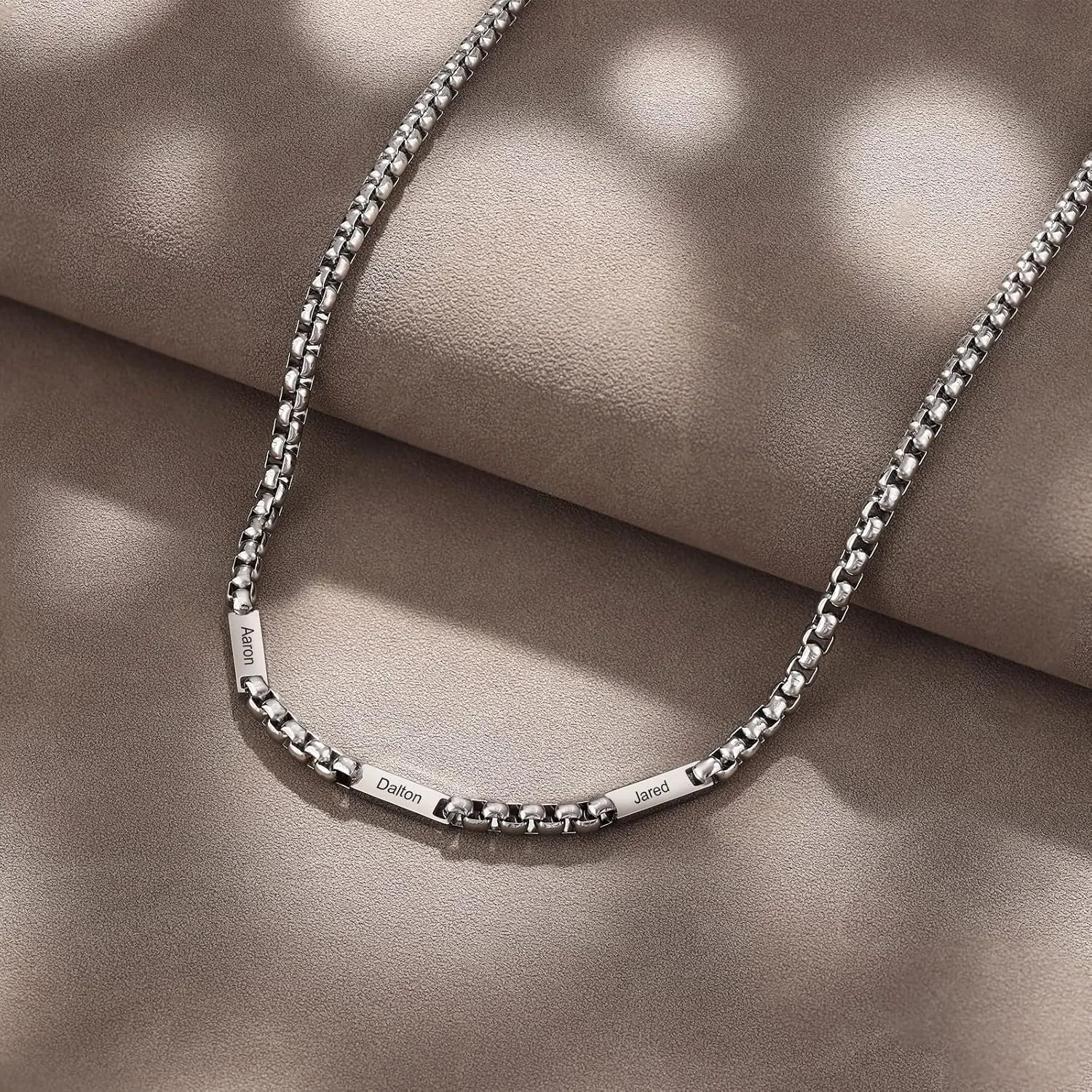 OPALSTOCK Father's Day Gift for Mens Personalization Men Necklace Customized Engraved Name Necklaces Stainless Steel with Chain Bf Hip Hop for Father's Day Gifts from Daughter Birthday Gifts for Dad
