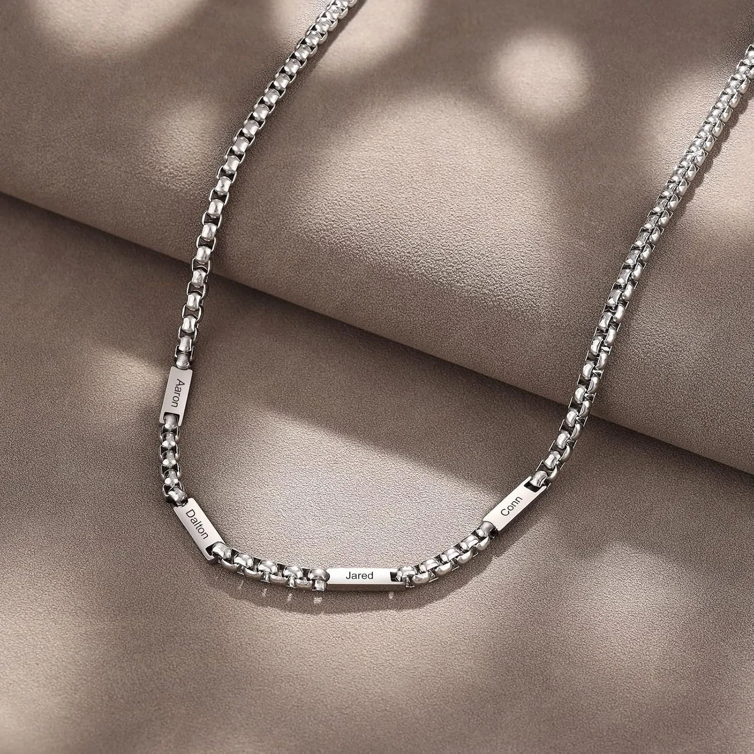 OPALSTOCK Father's Day Gift for Mens Personalization Men Necklace Customized Engraved Name Necklaces Stainless Steel with Chain Bf Hip Hop for Father's Day Gifts from Daughter Birthday Gifts for Dad