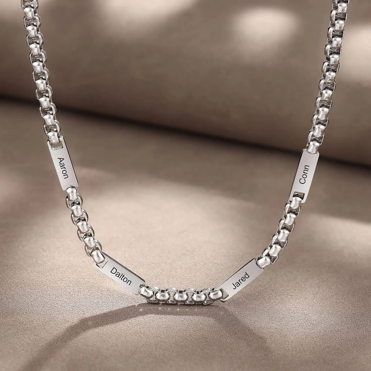 OPALSTOCK Father's Day Gift for Mens Personalization Men Necklace Customized Engraved Name Necklaces Stainless Steel with Chain Bf Hip Hop for Father's Day Gifts from Daughter Birthday Gifts for Dad