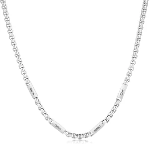 OPALSTOCK Father's Day Gift for Mens Personalization Men Necklace Customized Engraved Name Necklaces Stainless Steel with Chain Bf Hip Hop for Father's Day Gifts from Daughter Birthday Gifts for Dad