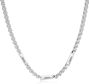 OPALSTOCK Father's Day Gift for Mens Personalization Men Necklace Customized Engraved Name Necklaces Stainless Steel with Chain Bf Hip Hop for Father's Day Gifts from Daughter Birthday Gifts for Dad
