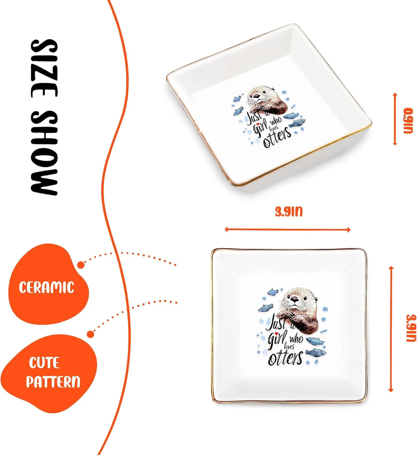 Otter Jewelry Ring Holder Dish Tray, Gifts For Women Teens Girls Kids, Otter Lovers Themed Stuff Things Decor Merch Home Room Ring Earrings Necklace Organizer Holder!