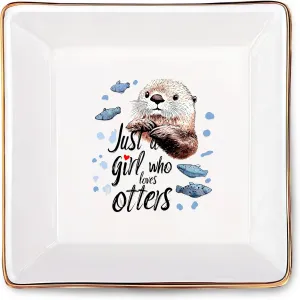 Otter Jewelry Ring Holder Dish Tray, Gifts For Women Teens Girls Kids, Otter Lovers Themed Stuff Things Decor Merch Home Room Ring Earrings Necklace Organizer Holder!