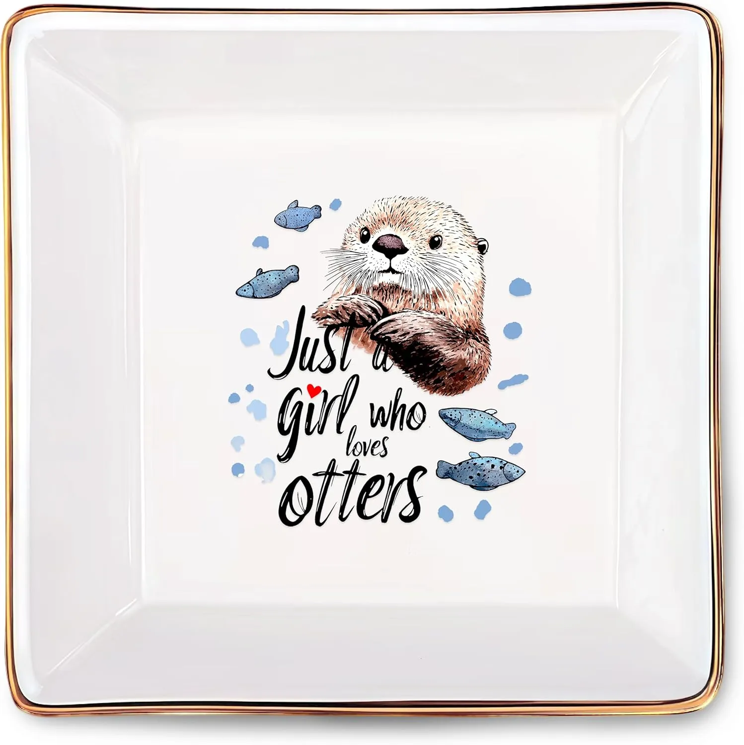Otter Jewelry Ring Holder Dish Tray, Gifts For Women Teens Girls Kids, Otter Lovers Themed Stuff Things Decor Merch Home Room Ring Earrings Necklace Organizer Holder!