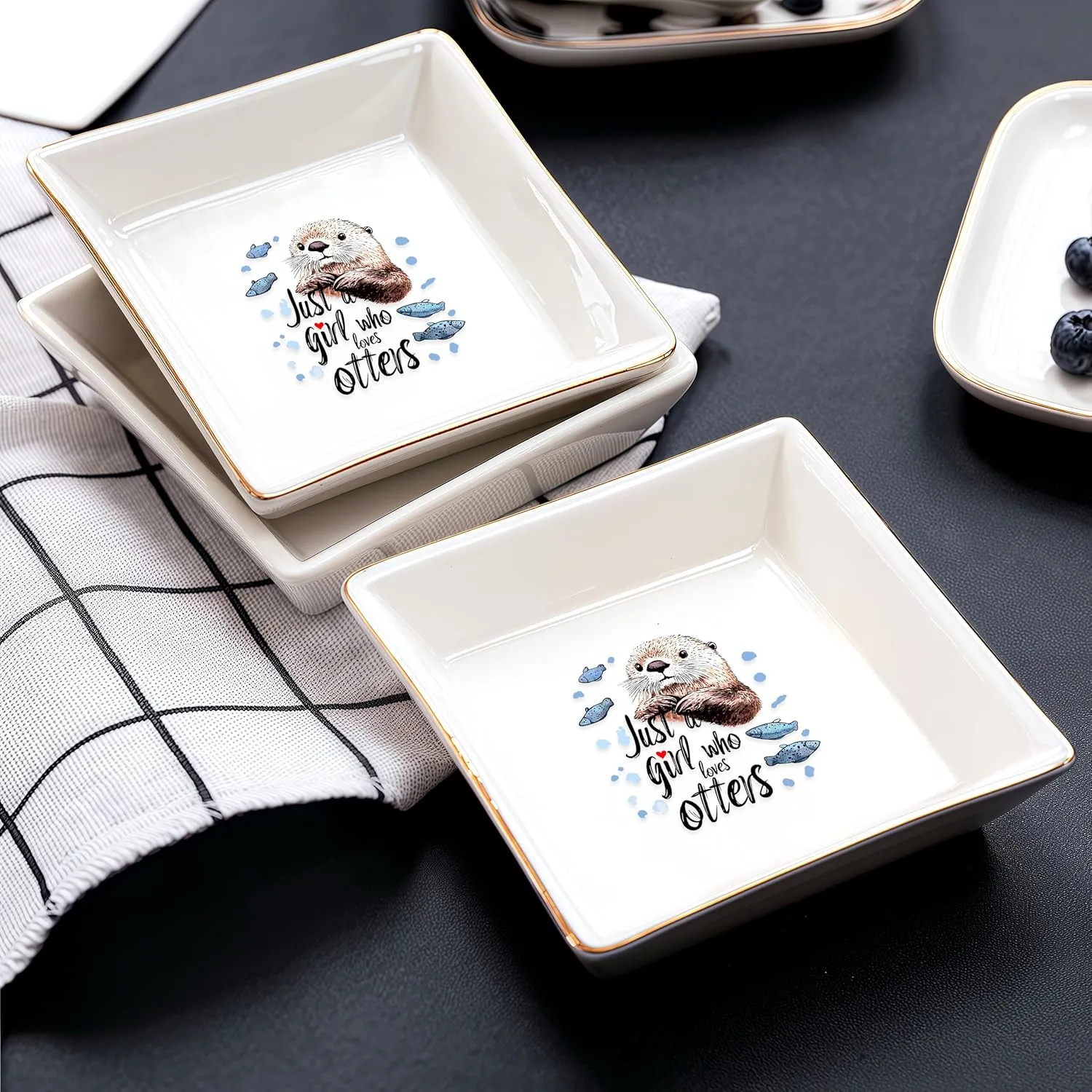 Otter Jewelry Ring Holder Dish Tray, Gifts For Women Teens Girls Kids, Otter Lovers Themed Stuff Things Decor Merch Home Room Ring Earrings Necklace Organizer Holder!