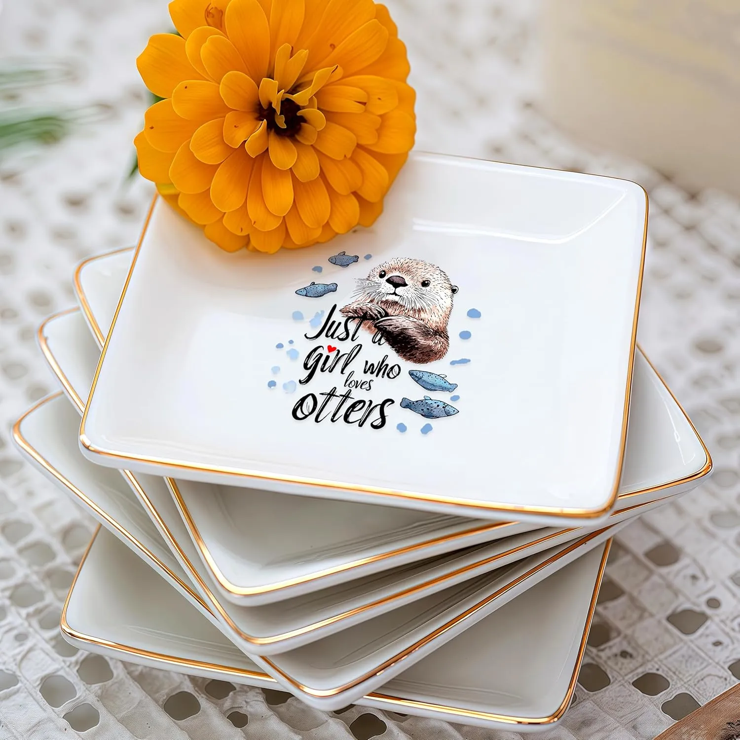 Otter Jewelry Ring Holder Dish Tray, Gifts For Women Teens Girls Kids, Otter Lovers Themed Stuff Things Decor Merch Home Room Ring Earrings Necklace Organizer Holder!