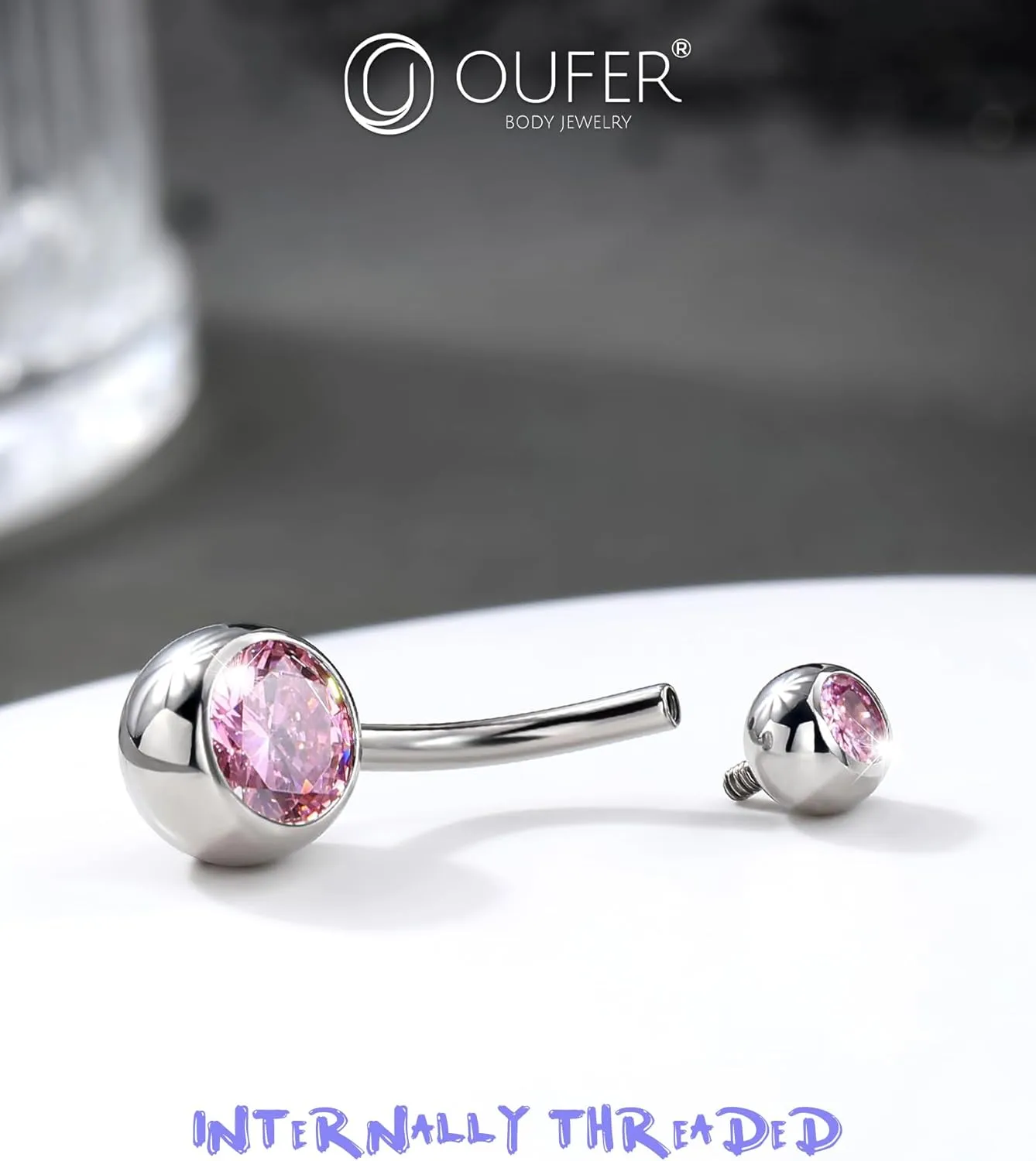 OUFER Belly Button Rings Surgical Stee, Internally Threaded Belly Rings, 14G Belly Piercing Jewelry, Belly Button Rings, Navel Piercing Jewelry For Women Men
