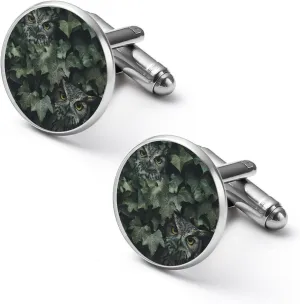 Owl Hiding in The Ivy Fashion Cufflinks For Men Alloy Tuxedo Shirt Cuff Links For Business Wedding Party 1.7cm